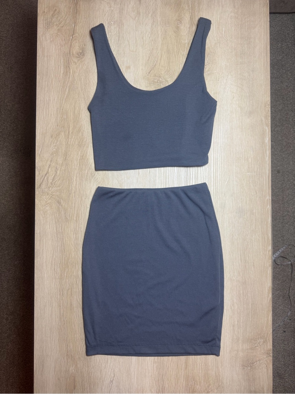 Slate Blue Ribbed Two-Piece Set - Picture 3 of 9